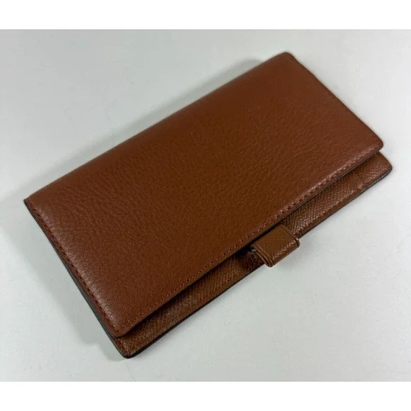Coach Checkbook Wallet Classic Horse & Carriage Chestnut Brown Pebbled Leather - Picture 6 of 9